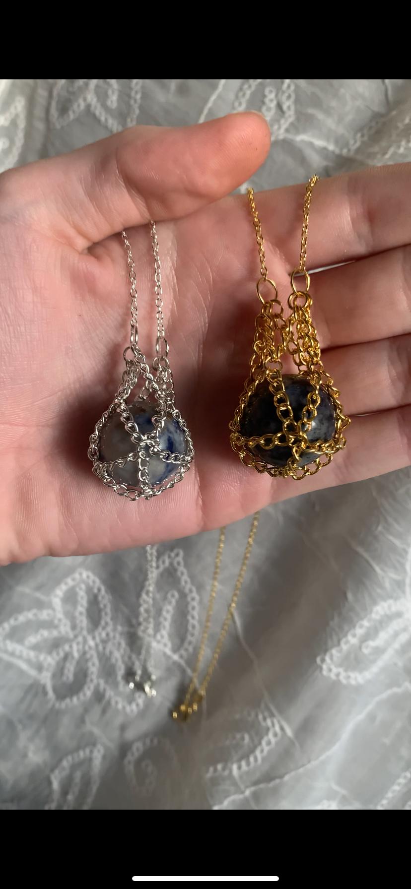 chain interchangeable crystal holder necklace