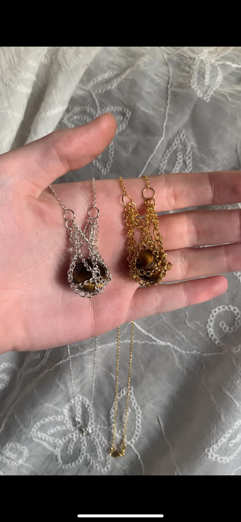 chain interchangeable crystal holder necklace