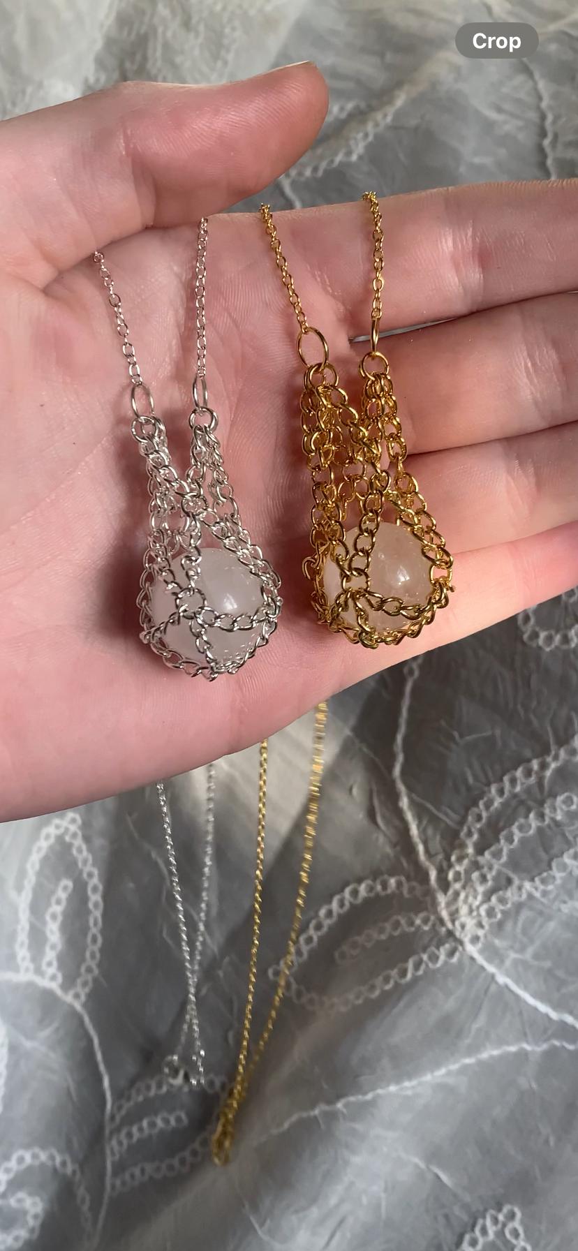 chain interchangeable crystal holder necklace